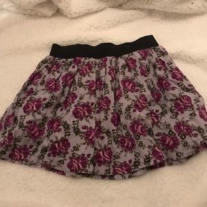 Gray and purple floral skirt